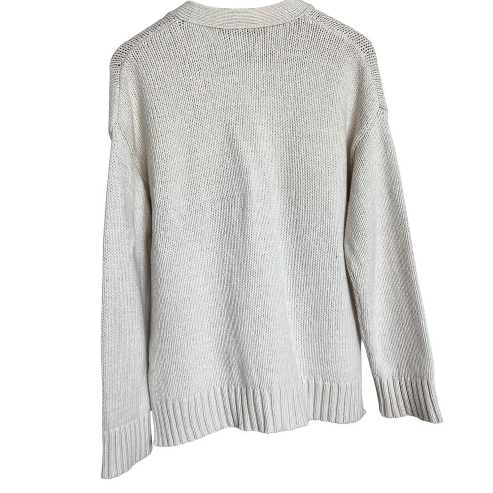 Jenni Kayne Cody Chunky Cream Knit Button Cardigan Front Pockets SZ M Minimalist - Picture 3 of 15